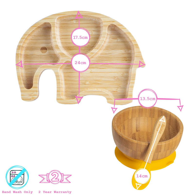 4pc Eden the Elephant Bamboo Suction Baby Feeding Set
